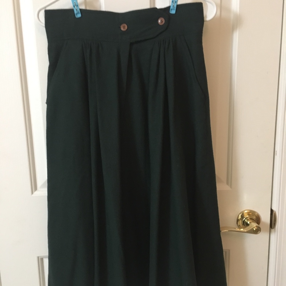Dark green winter midi skirt